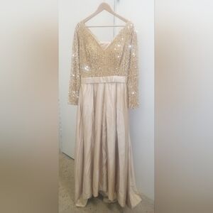 Sequin&Satin Dress w/Pockets